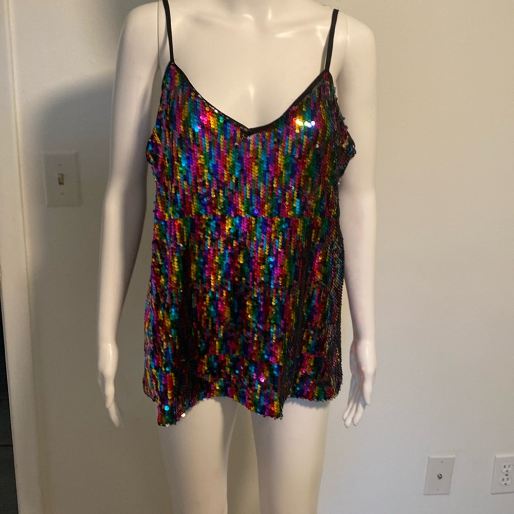 Indigo Rose Sequins Tank Top size small